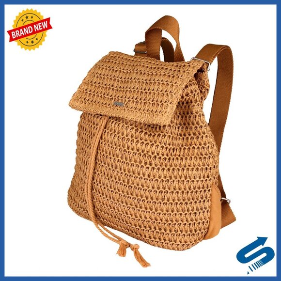 Straw Woven Backpack Casual Daypack Lightweight Eco-Friendly Travel Beach
